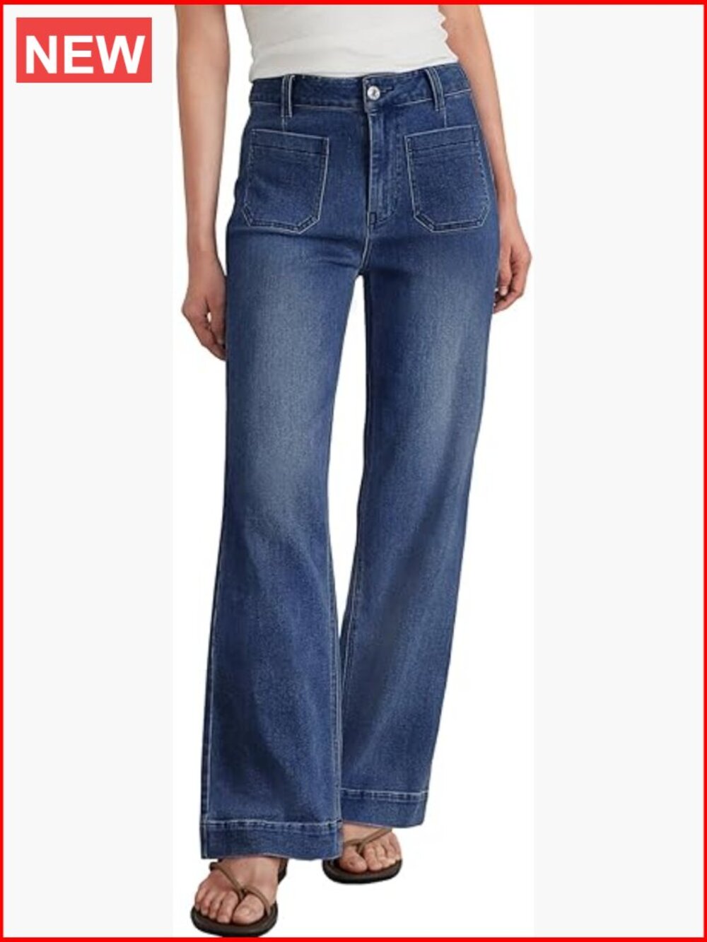 Wide Leg Jeans High Waisted Straight Leg Stretchy Baggy Denim Pants